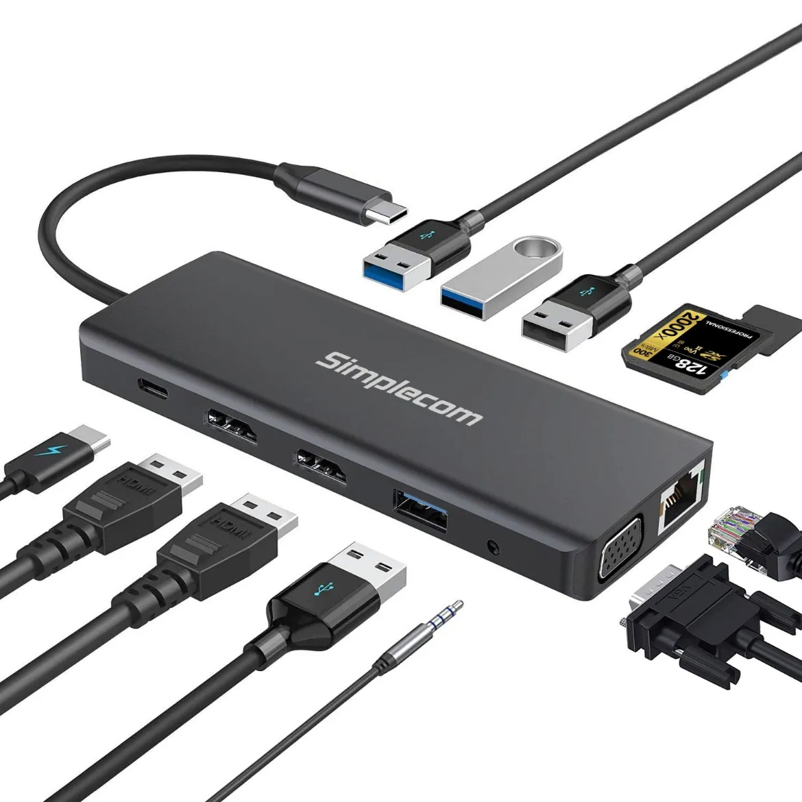 Picture of Simplecom CHN612 USB-C Dock 12-in-1 Multiport Docking Station