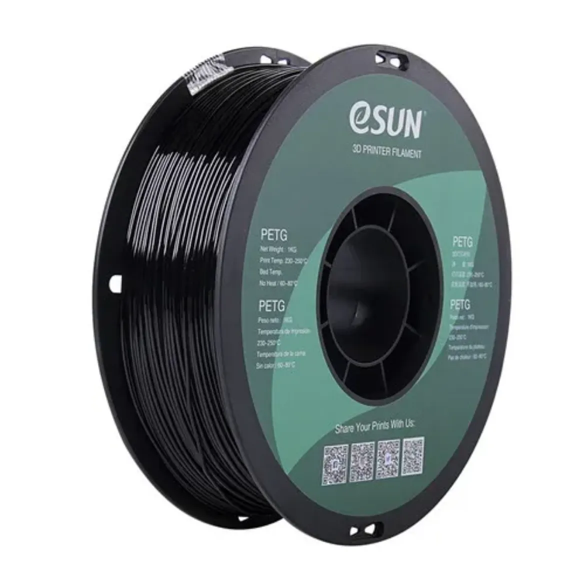 Picture of Black eSUN PETG Filament 1kg Roll 1.75mm