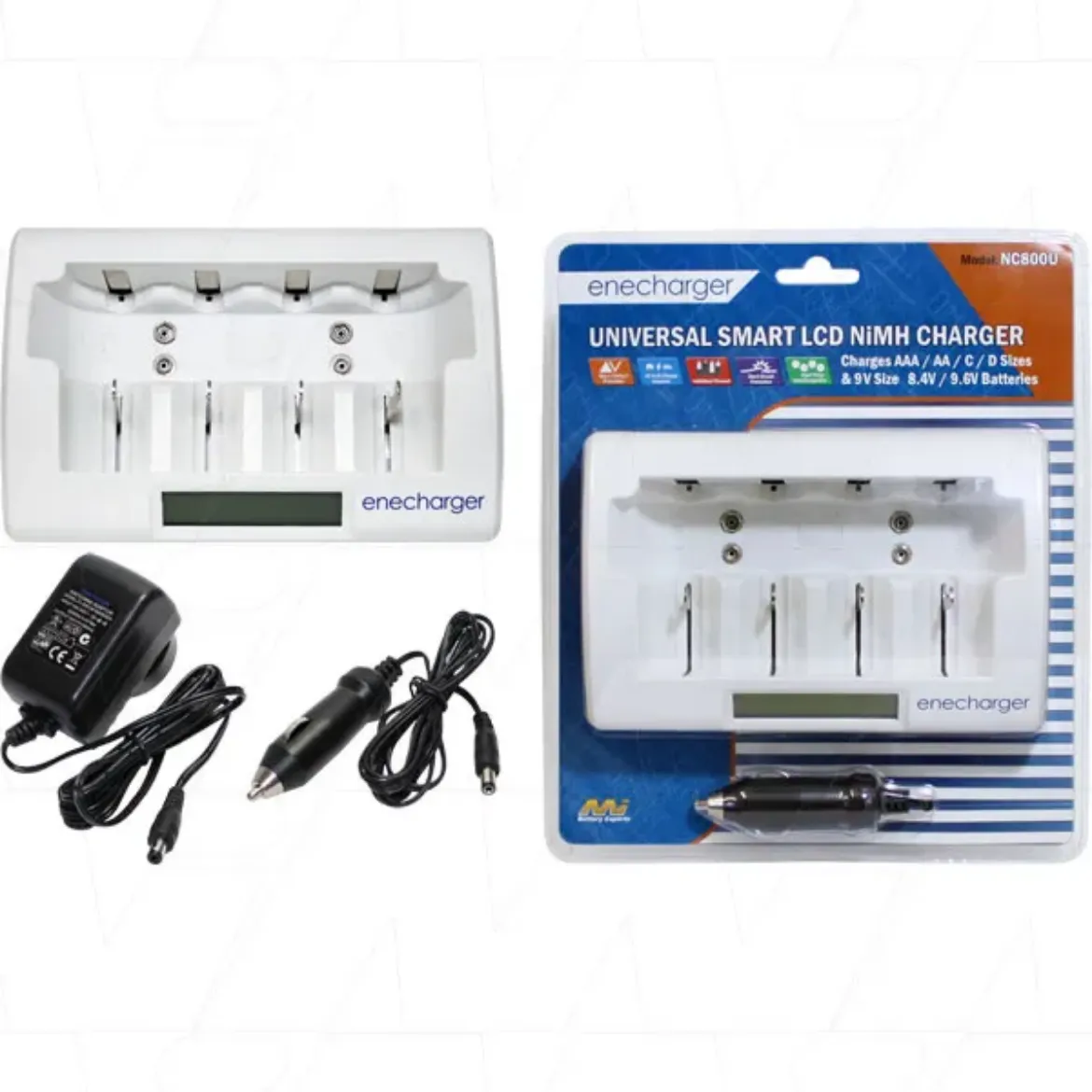 Picture of Universal Smart LCD Battery Charger for AAA, AA, C, D & 9V NiMH Cells