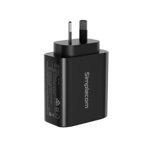 Picture of Simplecom CU265 Dual Port PD 65W GaN Fast Wall Charger USB-C + USB-A for Phone Laptop