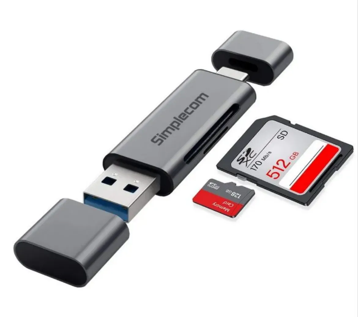 Picture of Simplecom SuperSpeed USB-C and USB-A SD/MicroSD Card Reader USB 3.2 Gen 1