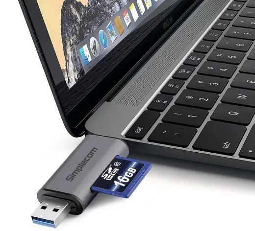 Picture of Simplecom SuperSpeed USB-C and USB-A SD/MicroSD Card Reader USB 3.2 Gen 1