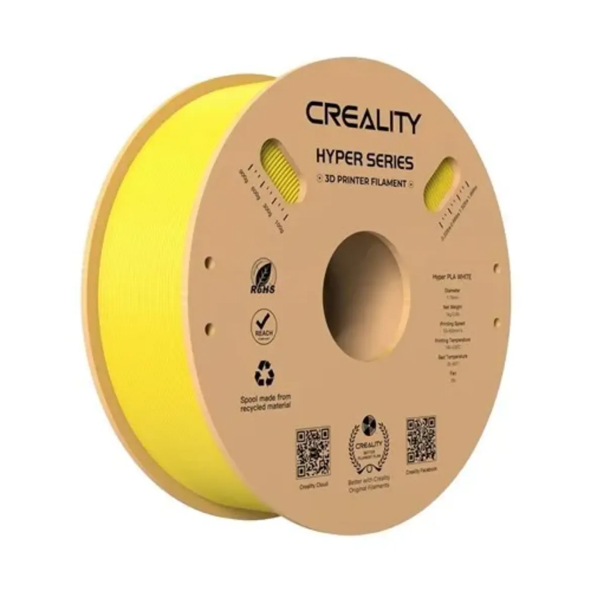 Picture of 1.75mm Yellow Creality Hyper PLA Filament 1kg Roll